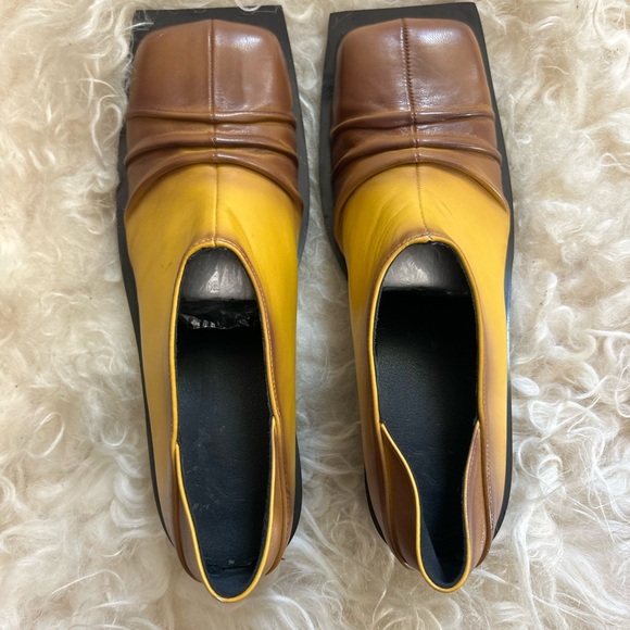 FIDAN NOVRUZOVA Brown and Yellow Convertible Chunky Mules - Picture 8 of 8